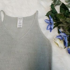 Armani Collezioni Light Gray Knit V-Neck Tank Top